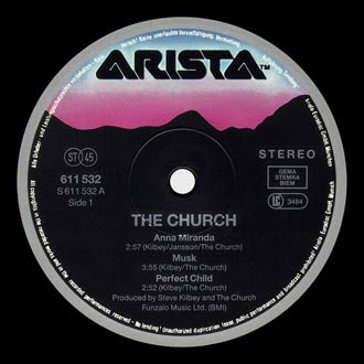 The Church - Bonus 12 inch - Side 1 Label