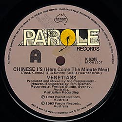Venetians - Chinese I's 7inch Side A Label