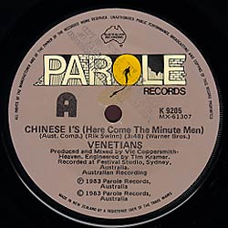 Venetians - Chinese I's 7inch Side A Label