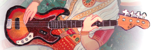Saraswati with Fender Bass Detail